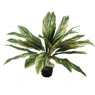 Double Cordyline Bush Variegated Potted - Fake Plants