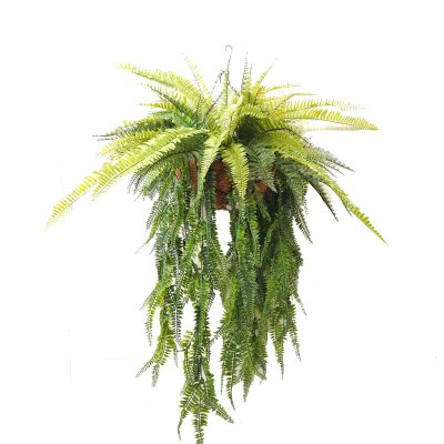 artificial plants hanging basket | faux hanging plants baskets | boston fern | lush fern basket