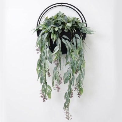 faux eucalyptus hanging vine | faux plant wall planter | trailing seeded gum eucalyptus vine
